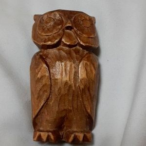 Handcarved Hardwood Owl Sculpture